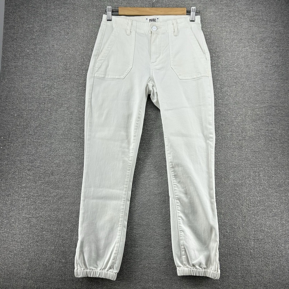 Paige Jeans Women Size‎ 24 White Tapered Ankle Zip Casual